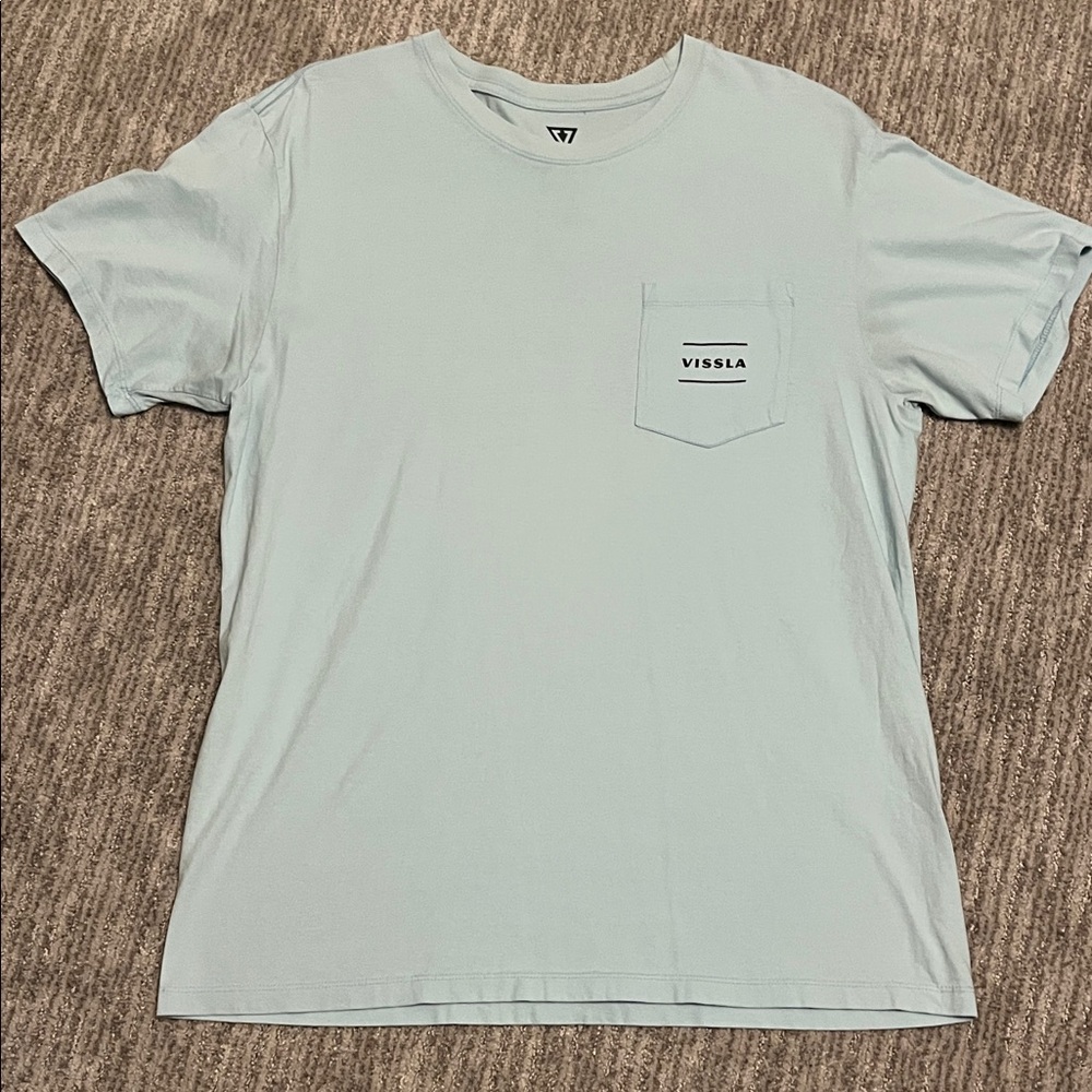 VISSLA Men's Pale Blue Pocket Tee size large